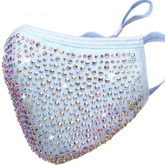 Crystal Rhinestone Fashion Mask In Blue - Picture 1 of 1